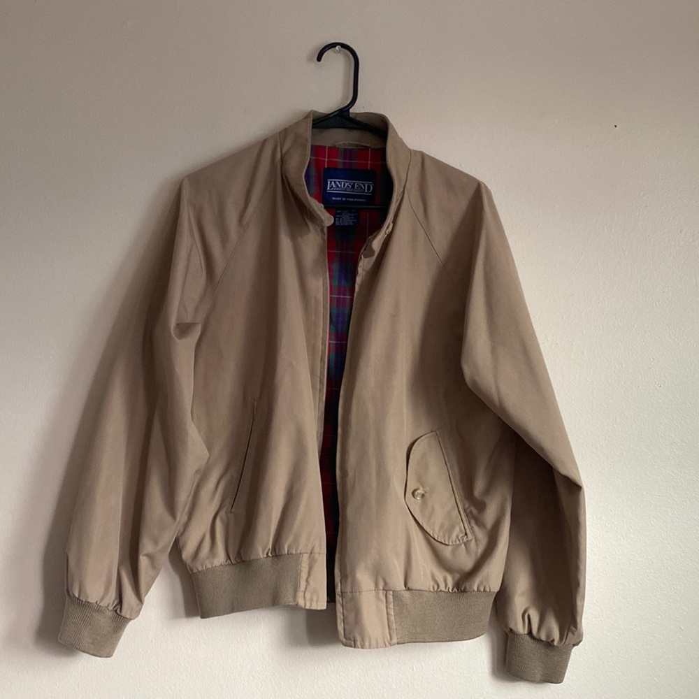 Land’s end light brown bomber jacket size large